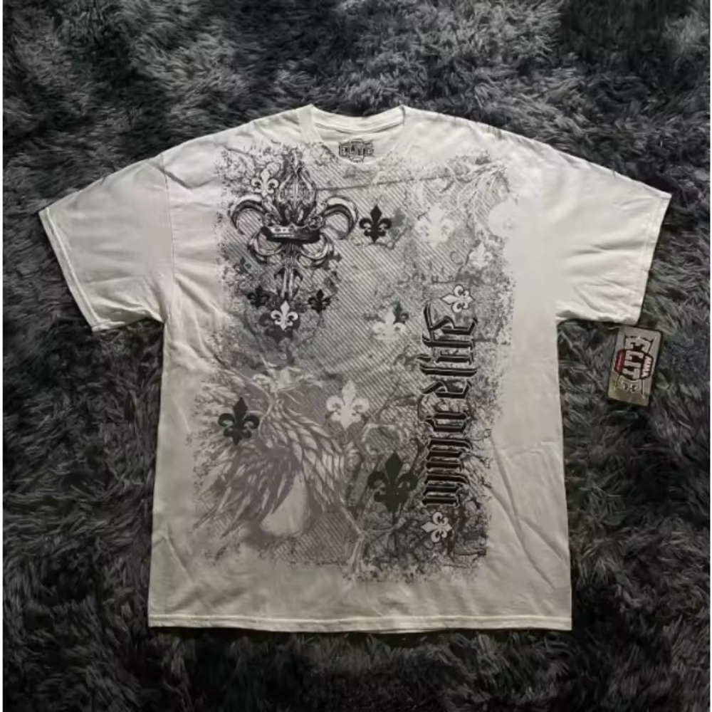 Black and White Short Sleeve Tees with Intricate Designs